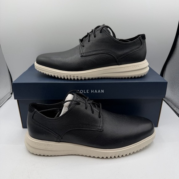 Cole Haan Grand+ Plain Toe Oxfords Mens 11.5 M Black/Ivory Leather Shoes C36934